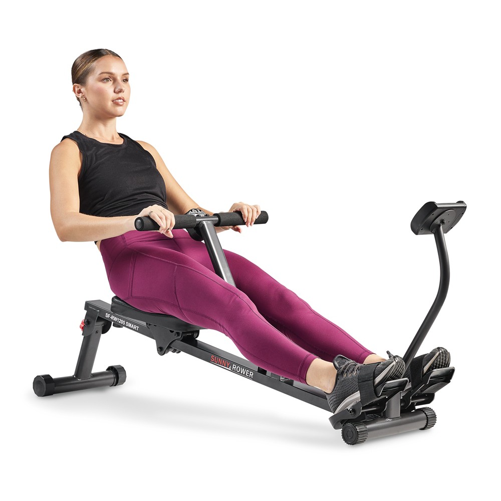 Sunny Health & Fitness Compact Rowing Machine 12 Levels Resistance with Bluetooth