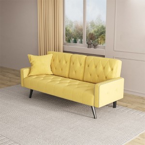 Modern Convertible Sofa Bed,Velvet Upholstered Sleeper Sofa Bed,Loveseat Sofa Couch with Cup Holders,Folding Daybed Guest Bed for Living Room Bedroom - 1 of 4
