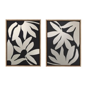 Kate & Laurel All Things Decor 18"x24" Sylvie Minimal Blooms 1 and 2 Framed Canvas by Alicia Bock: Floral Canvas, Gold Frame - 1 of 4