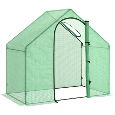 Outsunny 71'' x 39'' x 66'' Walk In Greenhouse Portable Hot House for Plants with Zippered Door and Top Window for Outdoor, Garden, Patio, PVC Cover