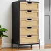 Rattan 5 Drawer Dresser, Large Natural Wood Chest of Drawers with Oak Finish, Boho Rattan Bedroom Furniture - 2 of 4