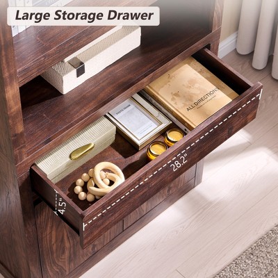 Sincido 72" Tall Pantry Cabinet, Kitchen Storage Cabinet with Large Drawer & Adjustable Shelves, Modern Organizer for Living Room, Dining Room, Brown — фото 5
