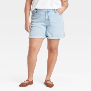 Women's High-Rise Midi Cuffed Jean Shorts - Ava & Viv™ - 1 of 3