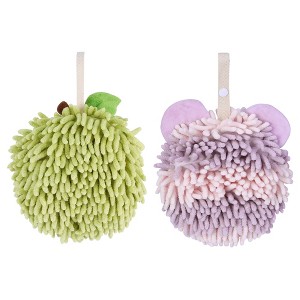 REGALWOVEN 2 Pcs Cute Soft Absorbent Chenille Ball Fuzzy Hand Towel - 1 of 4