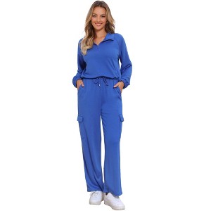 Jess by Meiko Women's Half Zip Pullover and Cargo Pants Set - 1 of 4