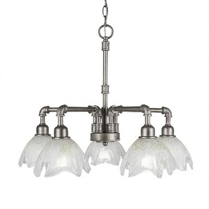 Toltec Lighting Vintage 5 - Light Chandelier in  Aged Silver with 7" Gold Ice Shade - 1 of 1