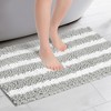 Unique Bargains Chenille Striped Absorbent Non-Slip Plush Floor Mats for Bathroom 2 Pcs - 2 of 4