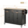 Multi-Functional Kitchen Island Cart with 2 Drawers, 4 Doors, Spice Racks & 5 Wheels, Rolling Storage Cabinet for Kitchen or Dining – The Pop Home - 3 of 4