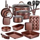 NutriChef 20pc Basic Kitchenware Pots & Pans Set - Brown