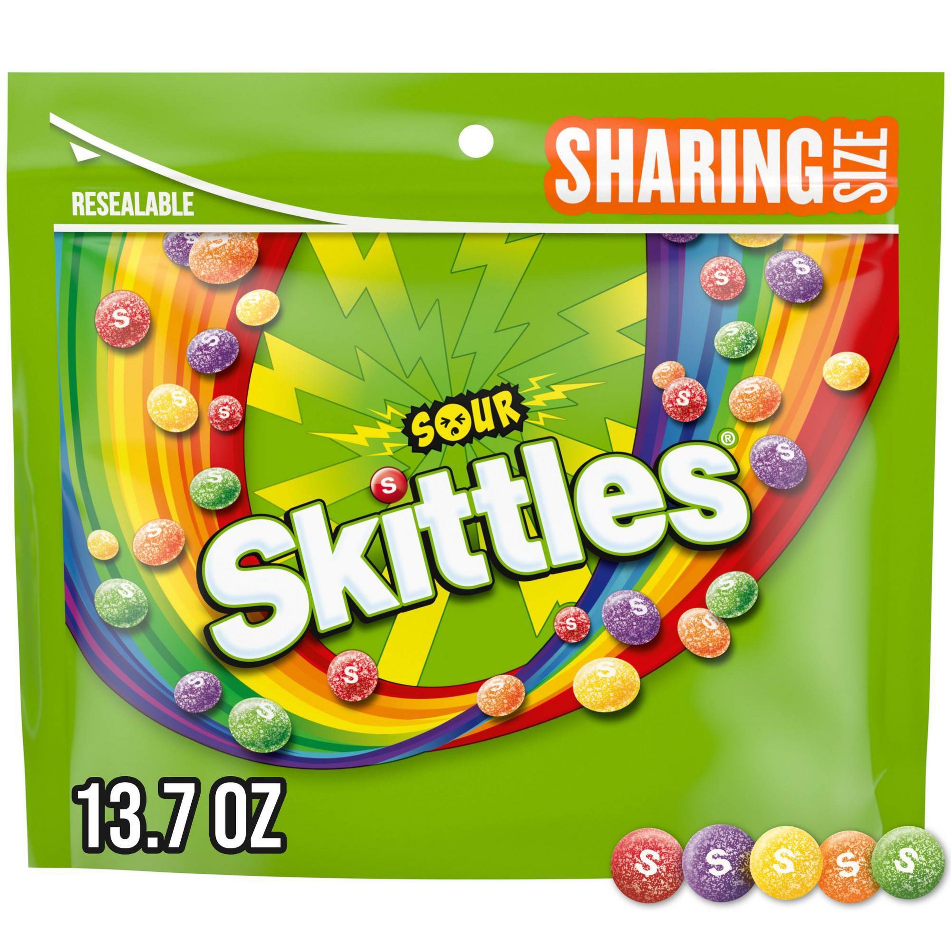 Skittles Sour Candy, Chewy Fruit Candies Share Size Bag - 13.7oz