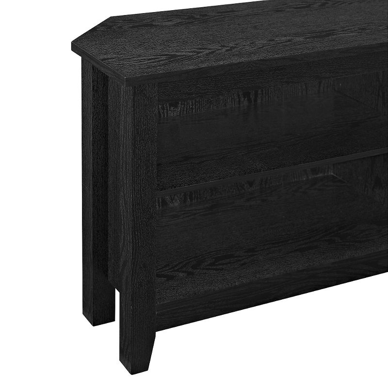 Transitional 4 Cubby Wood Open Storage Corner TV Stand for TVs up to 65" - Saracina Home, 4 of 11
