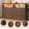 Modern 6 Drawer Dresser with Power Outlet & LED Lights, Large Wooden Dresser for Bedroom, TV Stand Storage Chest, Double Row Drawers with Handles - 3 of 4