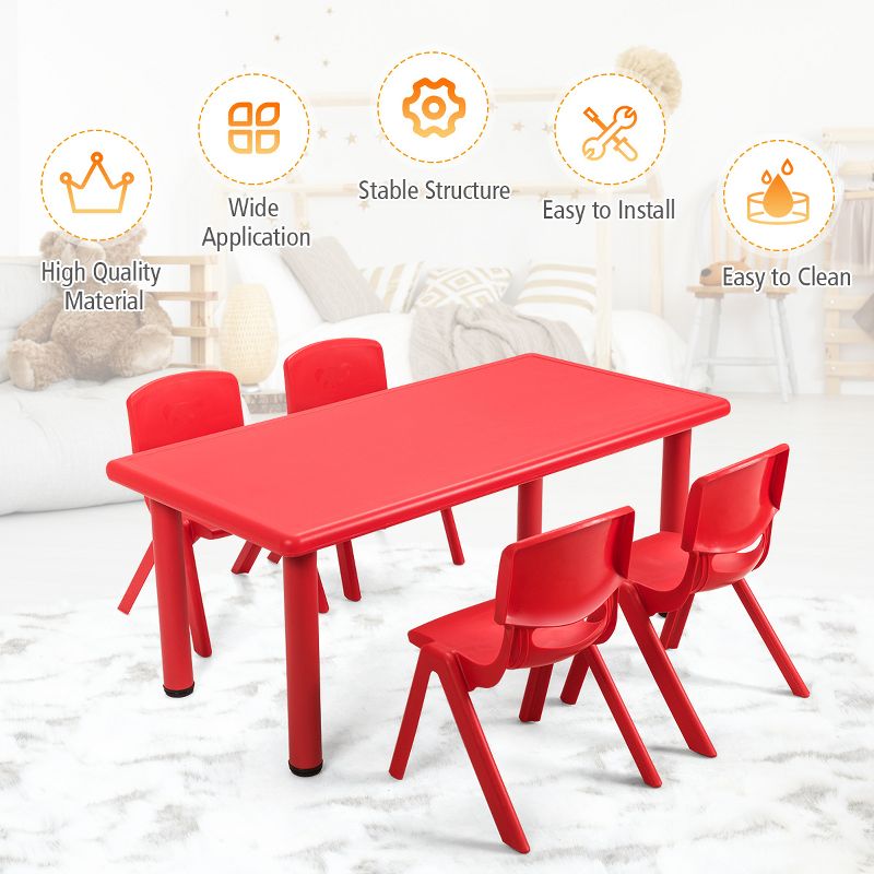 Tangkula Kids Multifunctional Activity Rectangle Table Kids Learn and Play Desk Red/Blue, 5 of 10