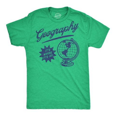 Мужские футболки Crazy Dog T-Shirts, Inc. Mens Funny T Shirts Geography Its Where Its At Sarcastic Graphic Novelty Tee for Men - Crazy Dog Men's T Shirt With Sarcastic Sayings Green M