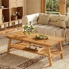 Lantine 47-Inch Solid Wood Coffee Table, 2-Tier Farmhouse Center Table, Simple RectangleTea Table for Living Room - 4 of 4