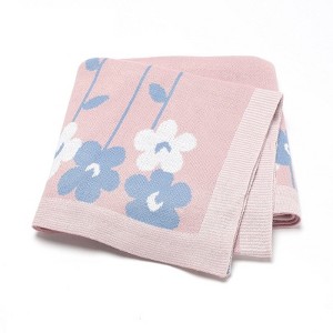 MyKids-USA Hot Selling: Spring/Summer New Arrival Knitted Beautiful Flower Soft Baby Blanket, Perfect For Newborn Boys And Girls - 1 of 2