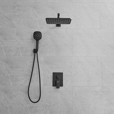 Matte Black Stainless Steel Rain Shower System with Handheld