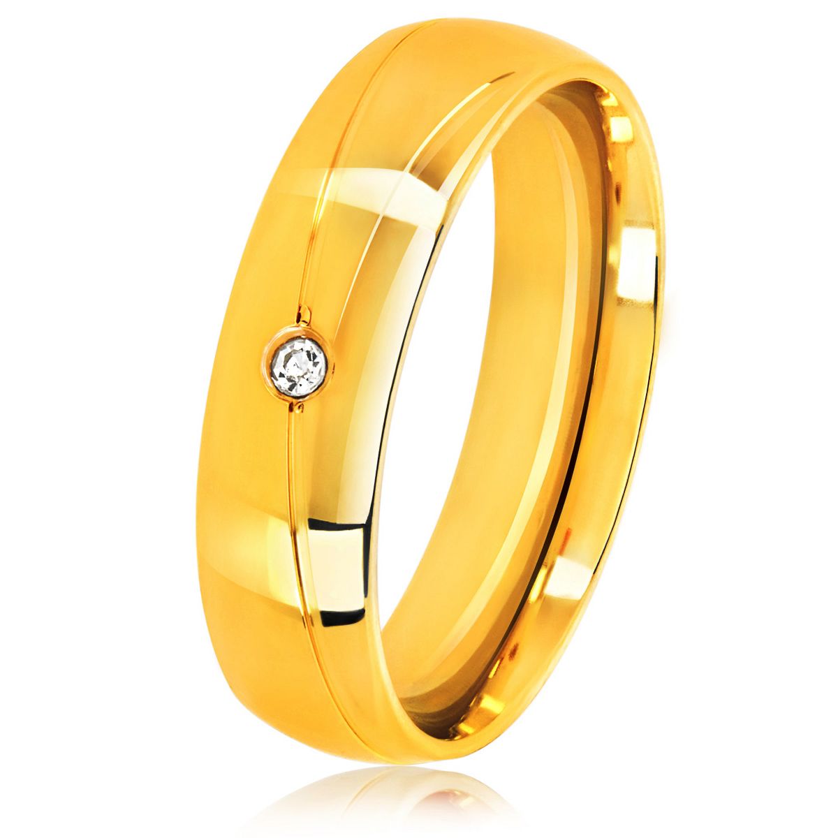 West Coast Jewelry Men's Crystal Polished Gold Plated Band Ring