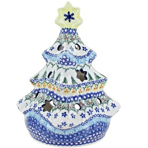Blue Rose Polish Pottery 198 Vena Christmas Tree Luminary - 1 of 4