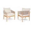 Set of 2 Acacia Wood Club Chair,Outdoor Rope Weave Back Club Chair with Cushion,Garden Club Chair with Rust Resistant Frame for Patio-Koiai - 3 of 4