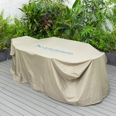 LeisureMod 63" Beige Vinyl Outdoor Patio Dining Set Rain Cover