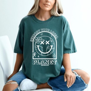Simply Sage Market S.W.Smiley Support Your Local Planet Garment Dyed Tee - 1 of 4
