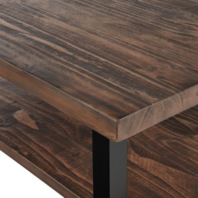 Pomona 48" Rustic Wood and Metal Coffee Table with Shelf