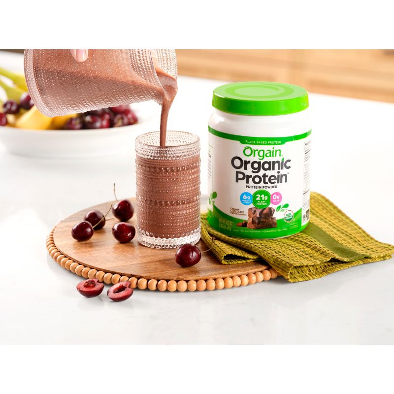 Orgain Organic Vegan Plant Based Protein Powder - Creamy Chocolate Fudge - 16.32oz, 4 of 9