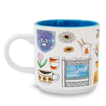 Silver Buffalo Gilmore Girls Stars Hollow Allover Icons Ceramic Stacking Mug | Holds 13 Ounces