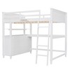 PAGED Full Size Loft Bed with Desk, Modern Metal Bed Frame with Storage Shelves, Guardrails and 2 Ladders for Bedroom - 3 of 4
