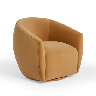 Jordan Velvet Swivel Chair Tan 32.6"W x 30"D x 29.5"H