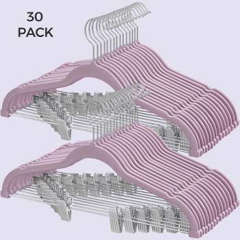 Simplify 60 Pack Velvet Skirt Hangers with Clips in Grey