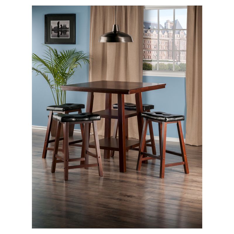 5pc Orlando 2 Shelves Counter Height Dining Set with Cushion Seat Wood/Walnut/Black - Winsome, 4 of 6