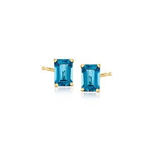 Pure Collection by Ross-Simons 1.20 ct. t.w. London Blue Topaz Stud Earrings in 14kt Yellow Gold - 1 of 4