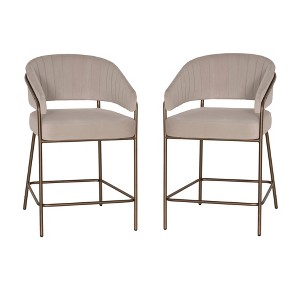 Linon Set of 2 Pernell Counter Height Barstools Beige - 1 of 4