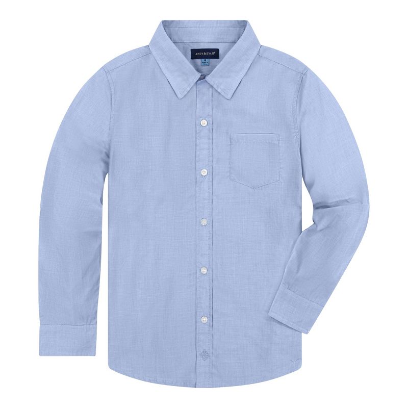 Andy & Evan Kids Blue Chambray Button Down Shirt, Size 7Y, 1 of 6