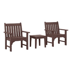 WestinTrends Malibu Outdoor Patio 3-Piece HDPE Adirondack Garden Chairs with Square Adirondack Side Table Set - 1 of 4