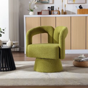 CAVINAS 360 Degree Swivel Chairs, Cuddle Barrel Chair, Accent Chairs, Round Armchairs with Wide Upholstered, Fluffy Fabric Chair - 1 of 4