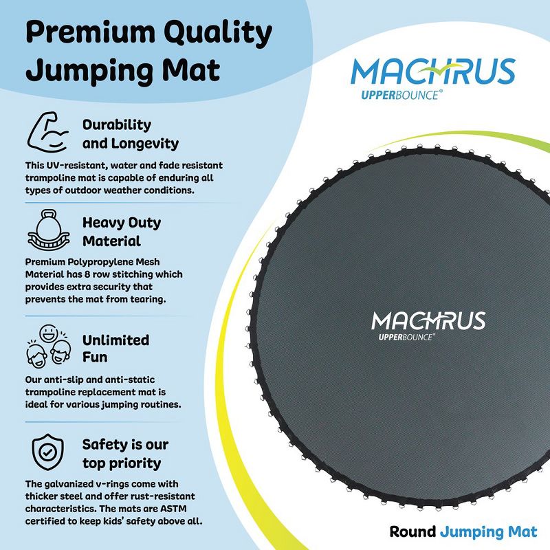 Machrus Upper Bounce Trampoline Replacement Mat w/ Sturdy V-Rings, 3 of 6