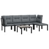 vidaXL 6 Piece Patio Lounge Set Black and Gray Poly Rattan - 3 of 4