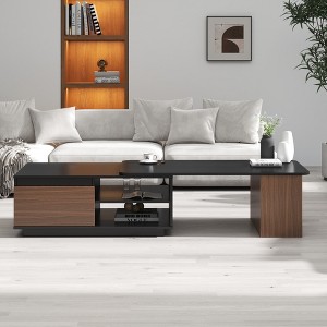 Extendable Coffee Table, Length Adjustable Wood Coffee Table with 2 Storage Drawers for Living Room, Large Long Rectangular Center Table - 1 of 1
