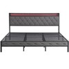 NicBex King Size Bed Frame with Storage Headboard Charging Station and LED Lights Dark Grey - 2 of 4