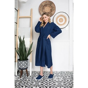 Lotus Linen Waffle Robe Womens – Lightweight, Quick-Dry Spa Comfort - 1 of 4