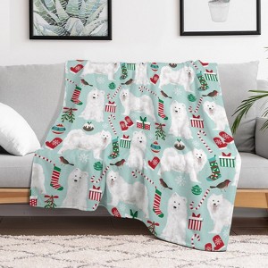 Samoyed Christmas Christmas Throw Blanket Soft Fleece Christmas Blanket Cozy Flannel Throw for Couch Bed 60x80 inches - 1 of 1