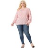 Agnes Orinda Women's Plus Size Chiffon Keyhole Long Sleeve Floral Blouses - 3 of 4