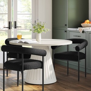 Barrel Upholstered Boucle Dining Chair Black - Threshold™ - 1 of 4