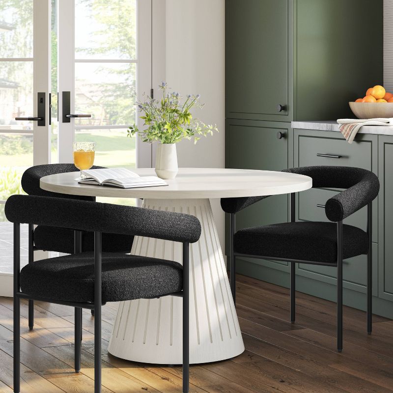 Upholstered Barrel Dining Chair Black - Threshold™, 3 of 9