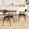 ADILE Wooden Dining Chairs Set of 2, PU Leather Upholstered Kitchen Chairs,Walnut+black - 2 of 3