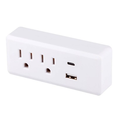 Globe Electric 2 Outlet Adapter White: ETL Listed Electrical Outlet Extender & Splitter, 15A, 1 Year Warranty