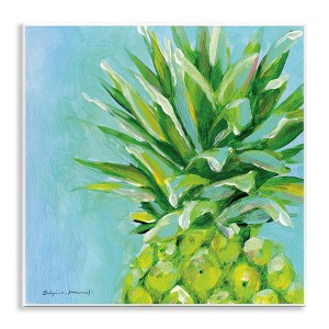 Stupell Industries Tropical Pineapple on Blue Wall Plaque Art, 12" x 12" - 1 of 4